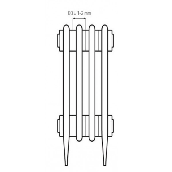Радиатор чугунный РАДИМАКС DERBY 600, 4 секции, D 600-4s