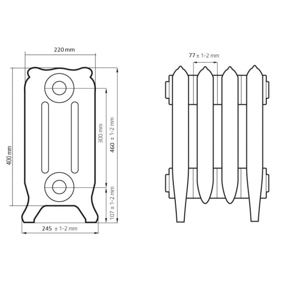 Радиатор чугунный Bristol 300 (4 секции)