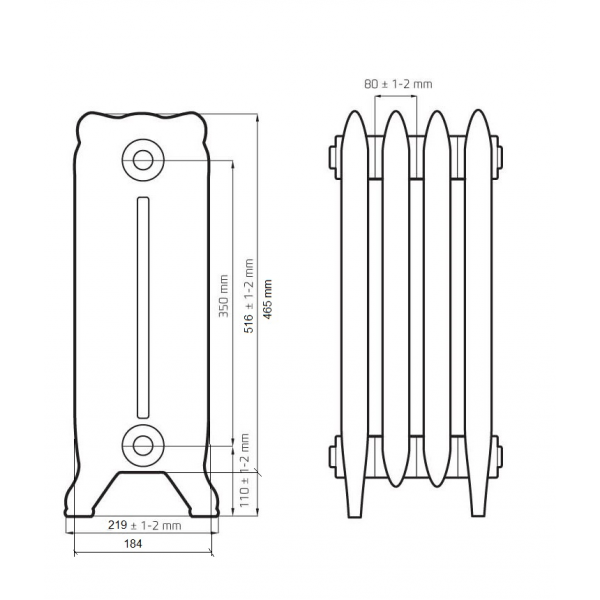 Радиатор чугунный Windsor 350 (4 секции)