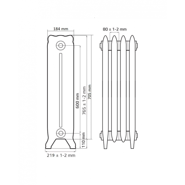 Радиатор чугунный Windsor 600 (6 секций)